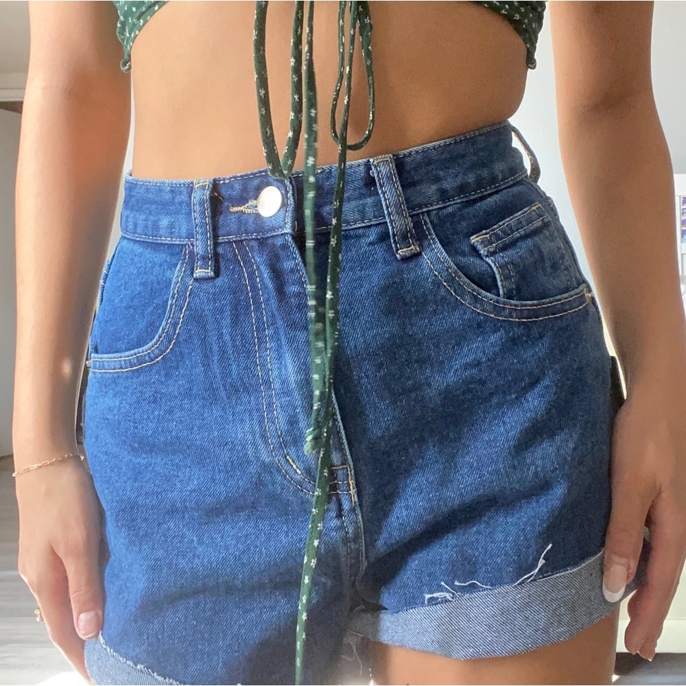 Blue denim shorts